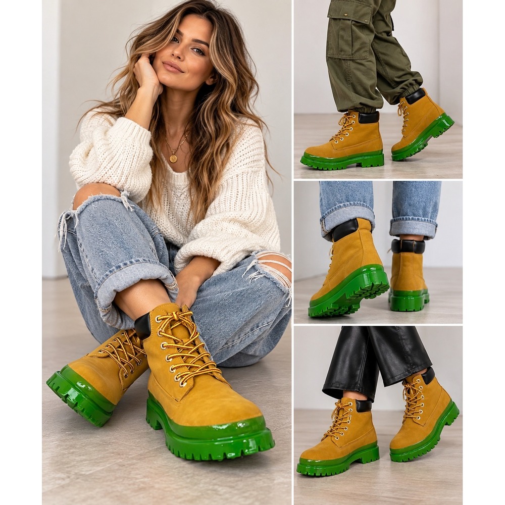 Cape Robbin Wheat Ankle Boots Green Translucent Lug Sole Streetwear Womens 8